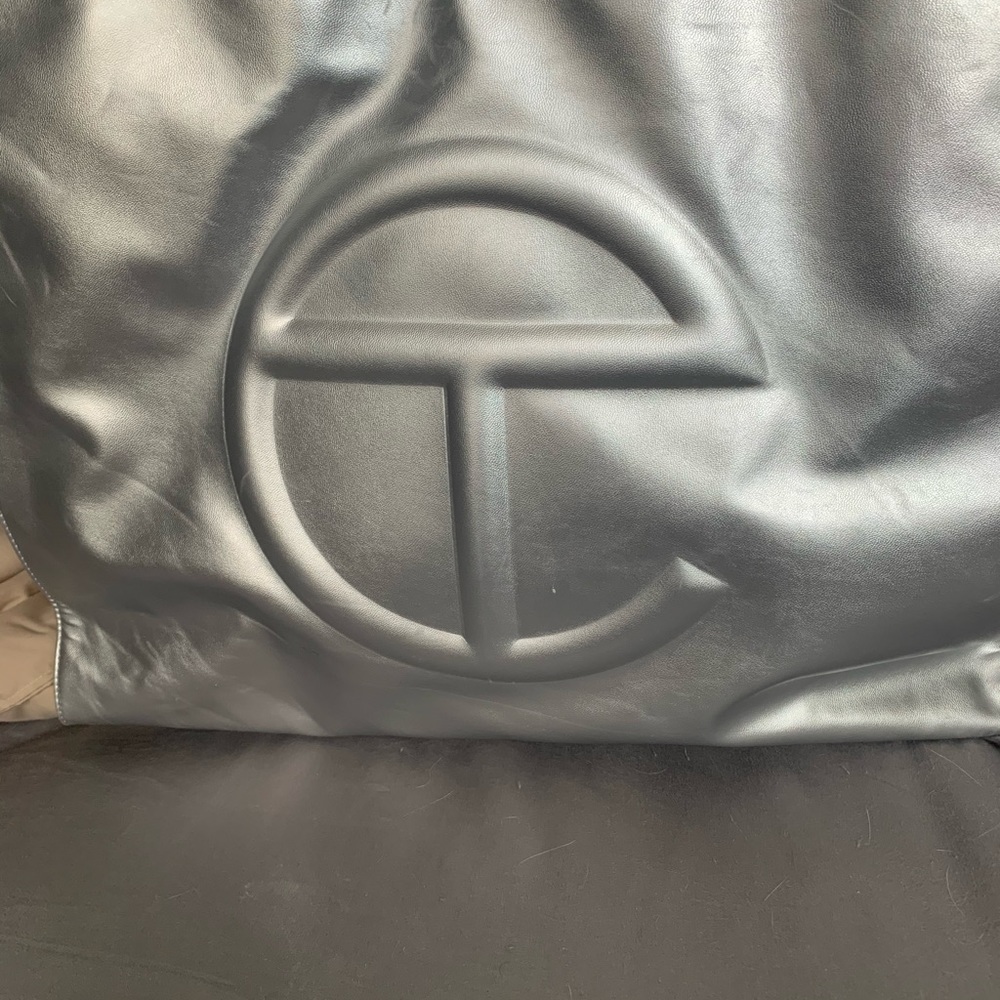 Silver large telfar shopping bag used once